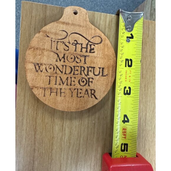 Rustic Wooden Ornament With Engraved "Its The Most Wonderful Time Of The Year" - Picture 4 of 5